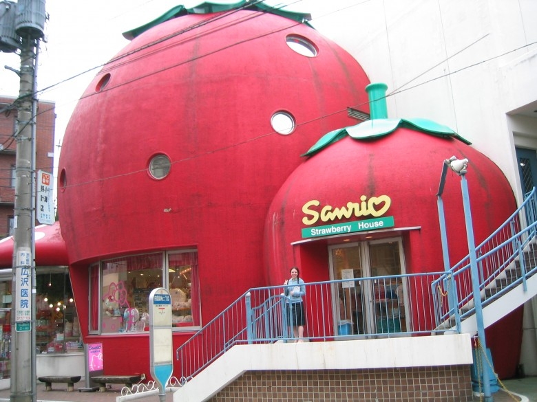 Công ty Sanrio (Nhật Bản) đã tạo ra ngôi nhà này với mục đích làm khu mua sắm cho cư dân xung quanh năm 1984. Tòa nhà được xây dựng cầu kỳ đến mức những ô cửa sổ cũng được thiết kế giống như hạt của quả dâu tây.